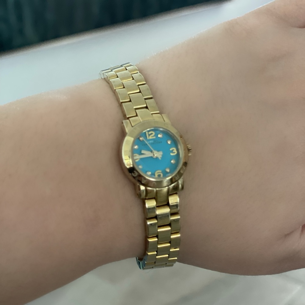 Marc by Marc Jacobs Amy watch in gold tone & teal